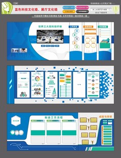 蓝色科技文化墙展厅文化墙
