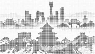 北京建筑抽象背景镂空图