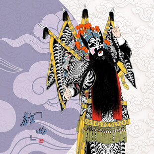 京剧武将扮相威风凛凛