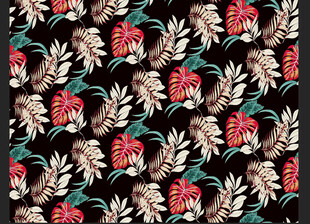 花卉植物黑色背景图案