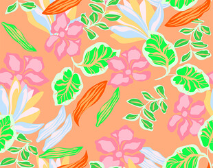 热带花卉植物图案背景