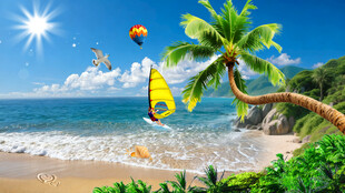 海边沙滩美景背景图