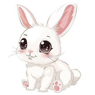 卡通风中秋节可爱毛茸茸萌宠兔子