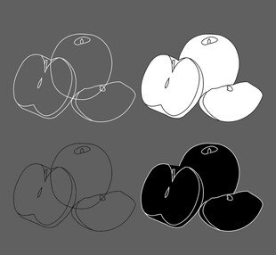 梨轮廓线稿及黑白样式