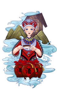 白酒包装插画手绘