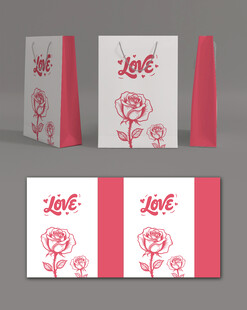 玫瑰主题手提袋设计图