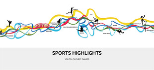 多彩彩带青年运动会展板设计