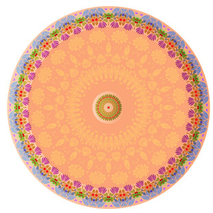 圆形可爱多彩花卉图案