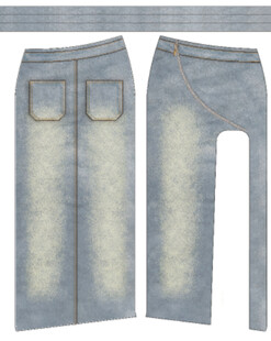 复古风牛仔长裤设计图