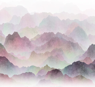 梦幻彩色水墨山峦景观
