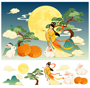 中秋节矢量插画