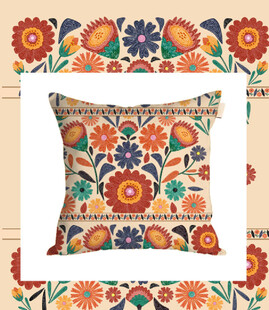 多彩花卉图案抱枕