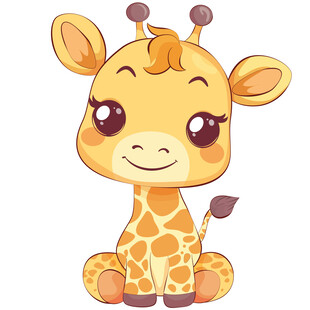 卡通风可爱萌萌哒小长颈鹿插画