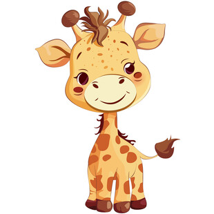 卡通风可爱斑点大眼睛长颈鹿插画