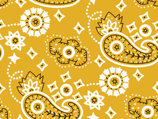 黄色佩斯利花纹图案背景