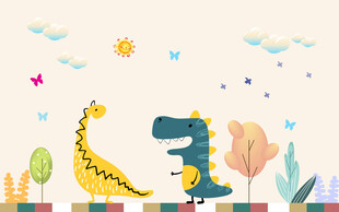 卡通恐龙儿童房背景