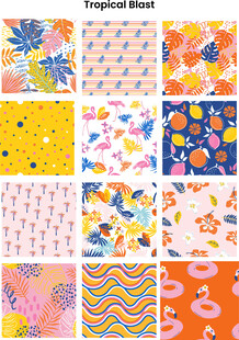 多彩几何花卉图案素材集数码印花