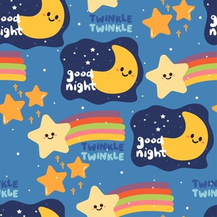 梦幻星空晚安主题图案