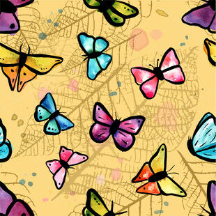 多彩蝴蝶图案背景设计数码印花