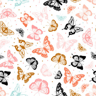 多彩蝴蝶图案背景四方连续
