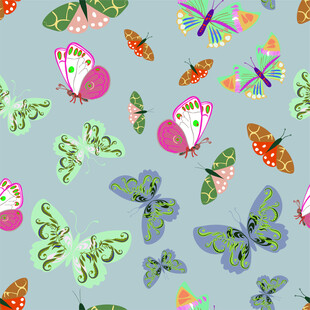 多彩蝴蝶图案背景四方连续