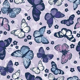 梦幻紫色蝴蝶花纹图案数码印花