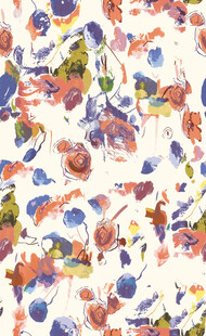 多彩花卉图案印花布料