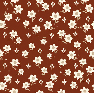 棕色底白色小花图案