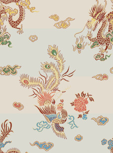 中式传统凤凰花卉纹样图案