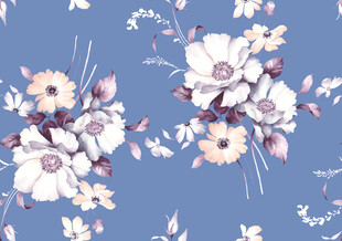 蓝色底花卉图案设计