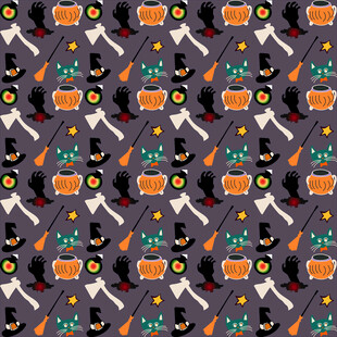 万圣节元素无缝图案背景