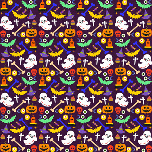 万圣节元素无缝图案背景