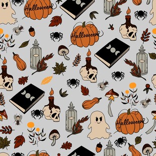 万圣节元素无缝图案设计