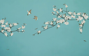 新中式工笔花鸟梅花