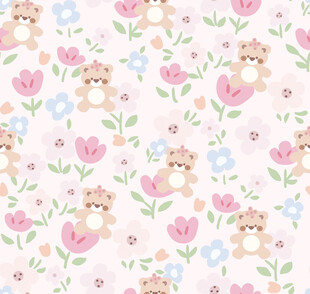 可爱小熊花卉图案背景