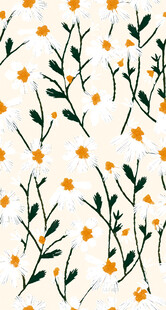 小黄花绿叶植物图案