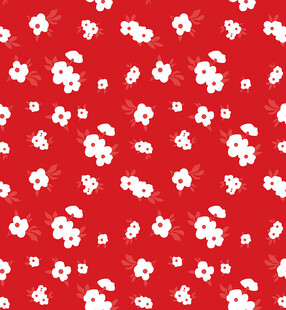 红色底白色小花图案背景