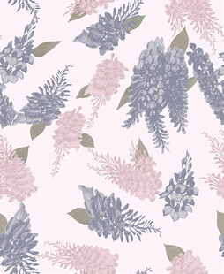 粉蓝植物叶片无缝图案