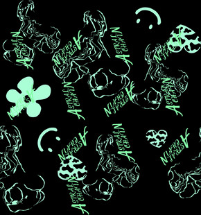 荧光手绘图案创意艺术风小熊