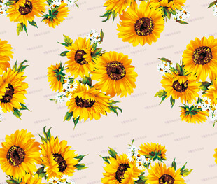 向日葵花卉无缝图案背景