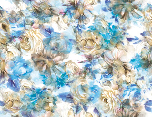 蓝白花卉图案布料