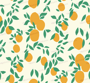 柑橘绿叶无缝图案背景