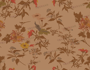复古花鸟图案布料