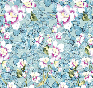 蓝底花卉图案纹理