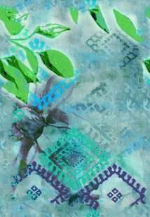 抽象绿叶与货币图案融合