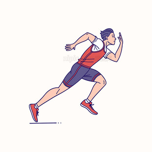 奔跑跑步人物卡通形象矢量图