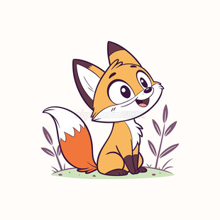 矢量可爱小狐狸插画