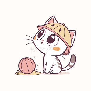 打篮球的小猫卡通矢量