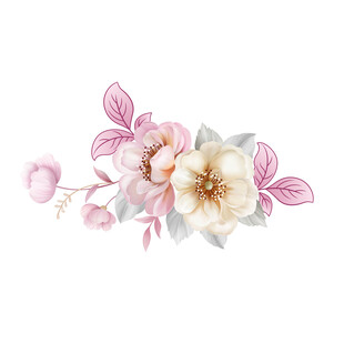 手绘淡雅花卉组合图案