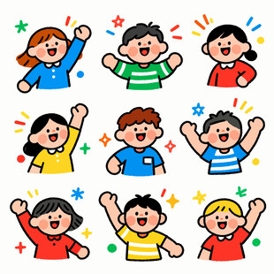 欢乐儿童洋溢灿烂笑容插画